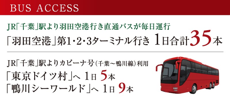 BUS ACCESS　「羽田空港」第1・2・3ターミナル行き、1日合計35本