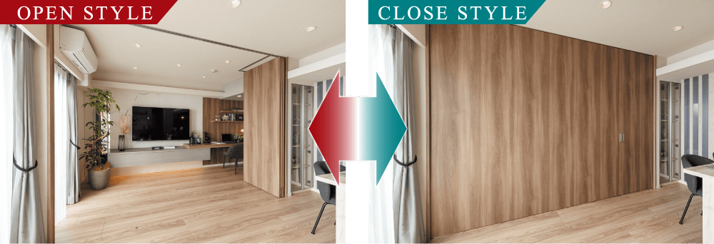 LDと隣接する居室との間を仕切るウォールドア。