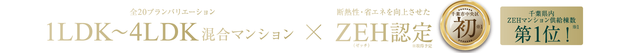 全20プランバリエーション 1LDK〜4LDK混合マンション×断熱性・省エネを向上させたZEH認定